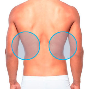 modelos masculinos señalando las dorsales de depilación láser masculin